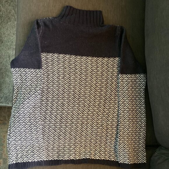 Ann Taylor Mock Neck Sweater, Navy Blue with Pattern, Size S - Picture 4 of 6
